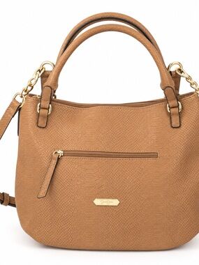 Jessica Simpson Tan Faux-Snakeskin Crossbody Tote